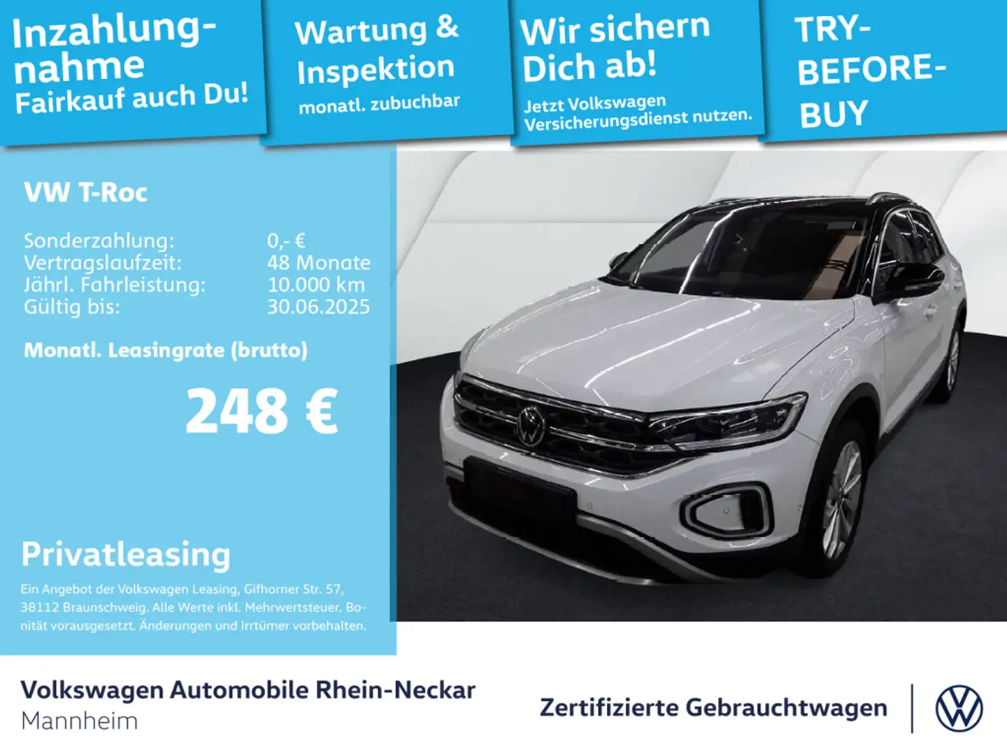 Volkswagen T-Roc 1.5 TSI Style DSG Navi AHK LED uvm Weiß - 1