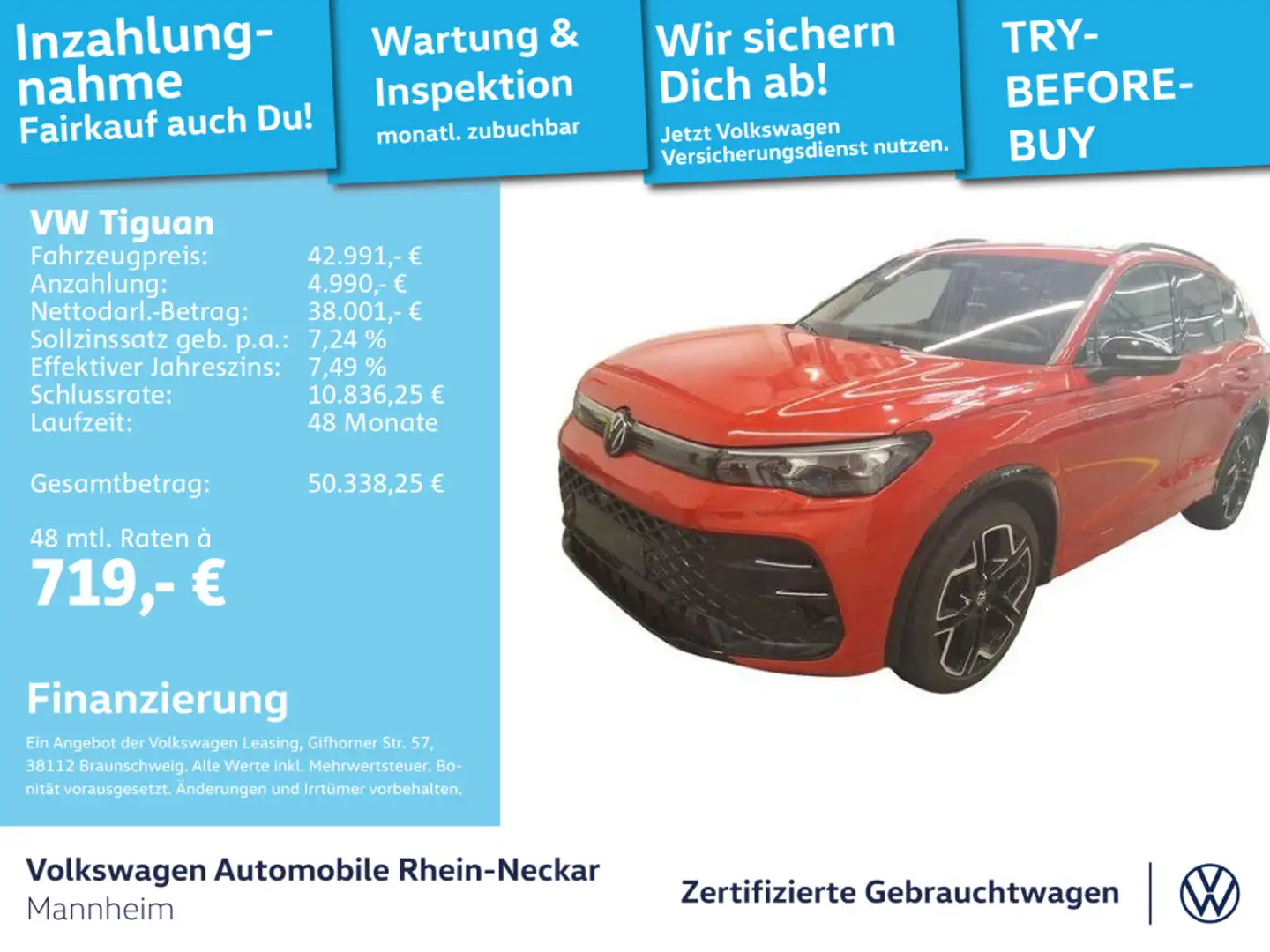 Volkswagen Tiguan 1.5 eTSI R-Line DSG GAR2029 Navi Pano Kam Rot - 1