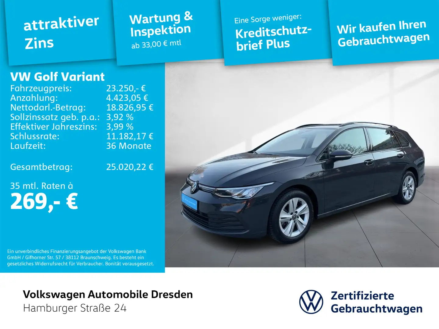 Volkswagen Golf Variant Golf VIII Variant Life 1.5TSI LED PDC APP TRAVEL Grau - 1