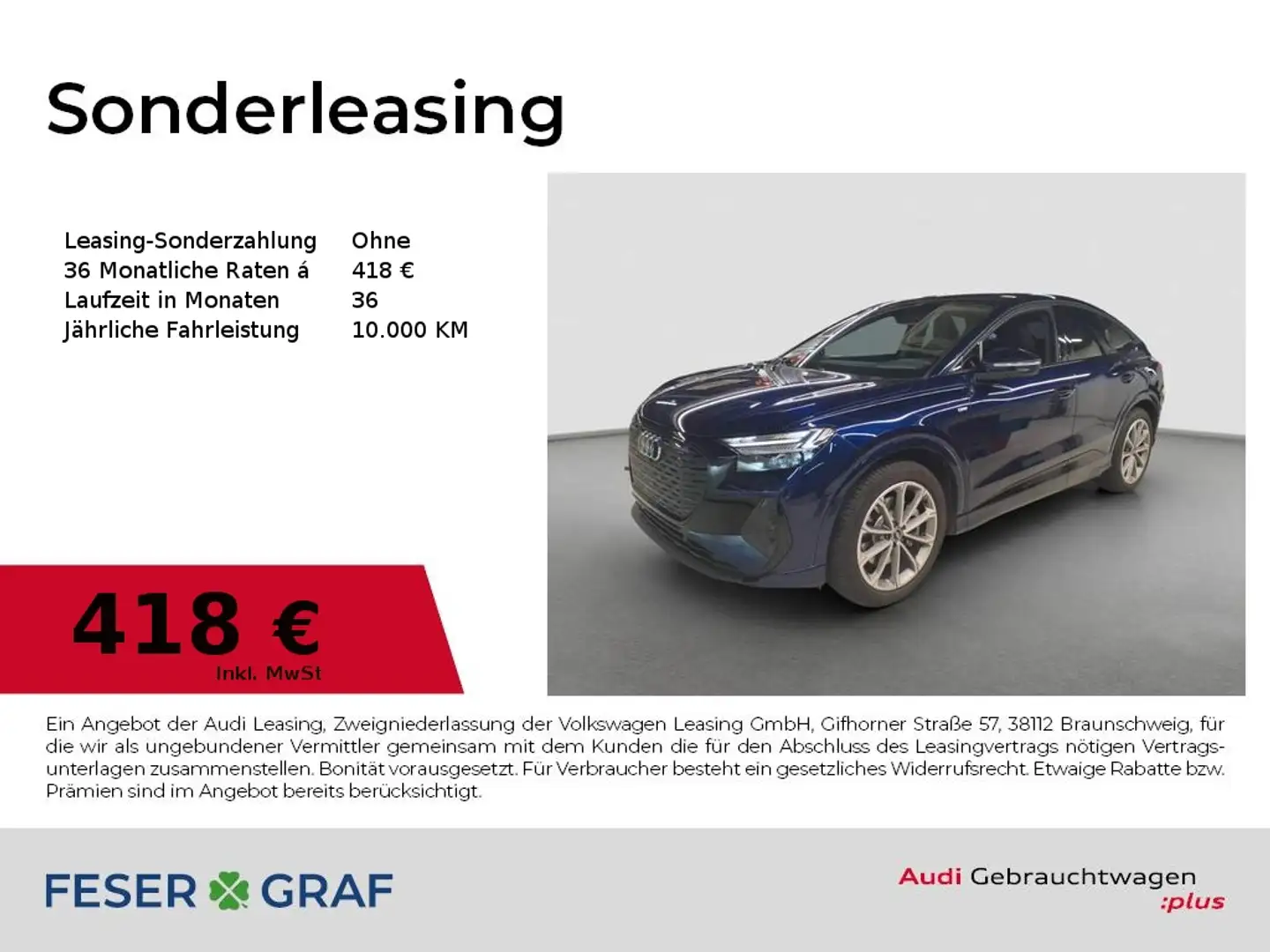 Audi Q4 e-tron Sportback 40 e-tron S line/Matrix/Pano/ACC/Memory/ Blau - 1