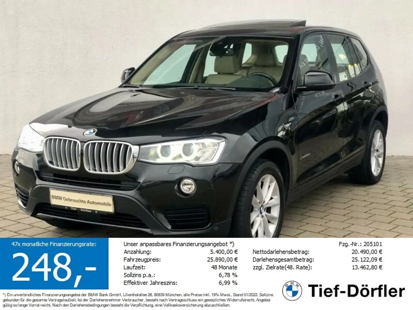 BMW X3 xDrive35d SAG AHK/PANO/CAM/K-ZUG/MEMO/NaviPro Schwarz - 1