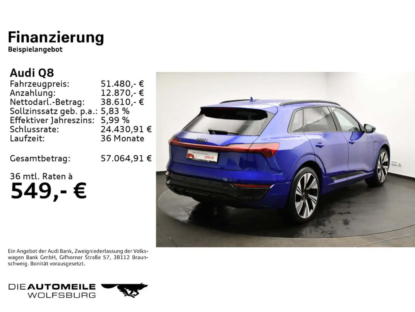 Audi Q8 e-tron Q8 55 e-tron quattro Pano/AHK/ACC Blau - 2