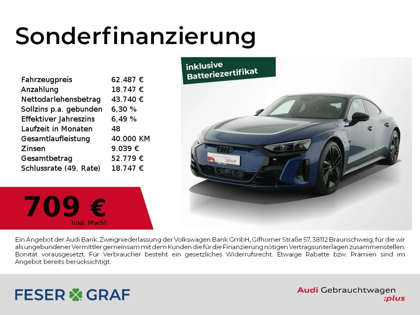 Audi e-tron GT qu B&O,Kamera,Matrix,Pano,Navi,Leder Blau - 1