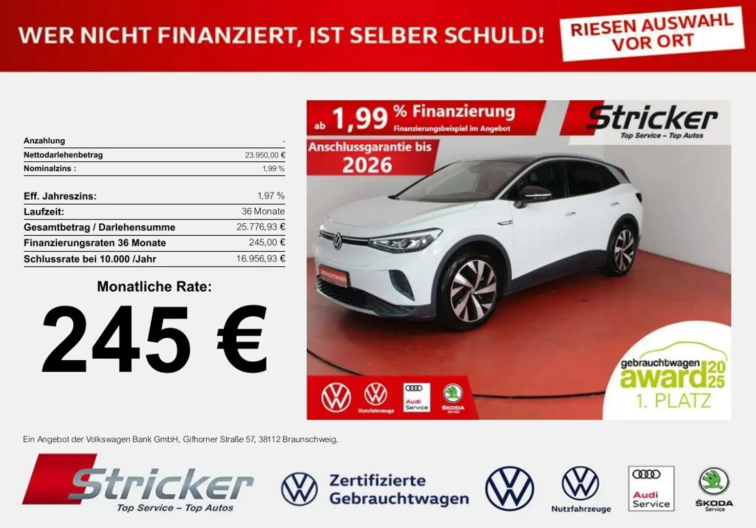 Volkswagen ID.4 1st 285,-ohne Anzahlung AHK ACC Wärmepumpe Weiß - 1