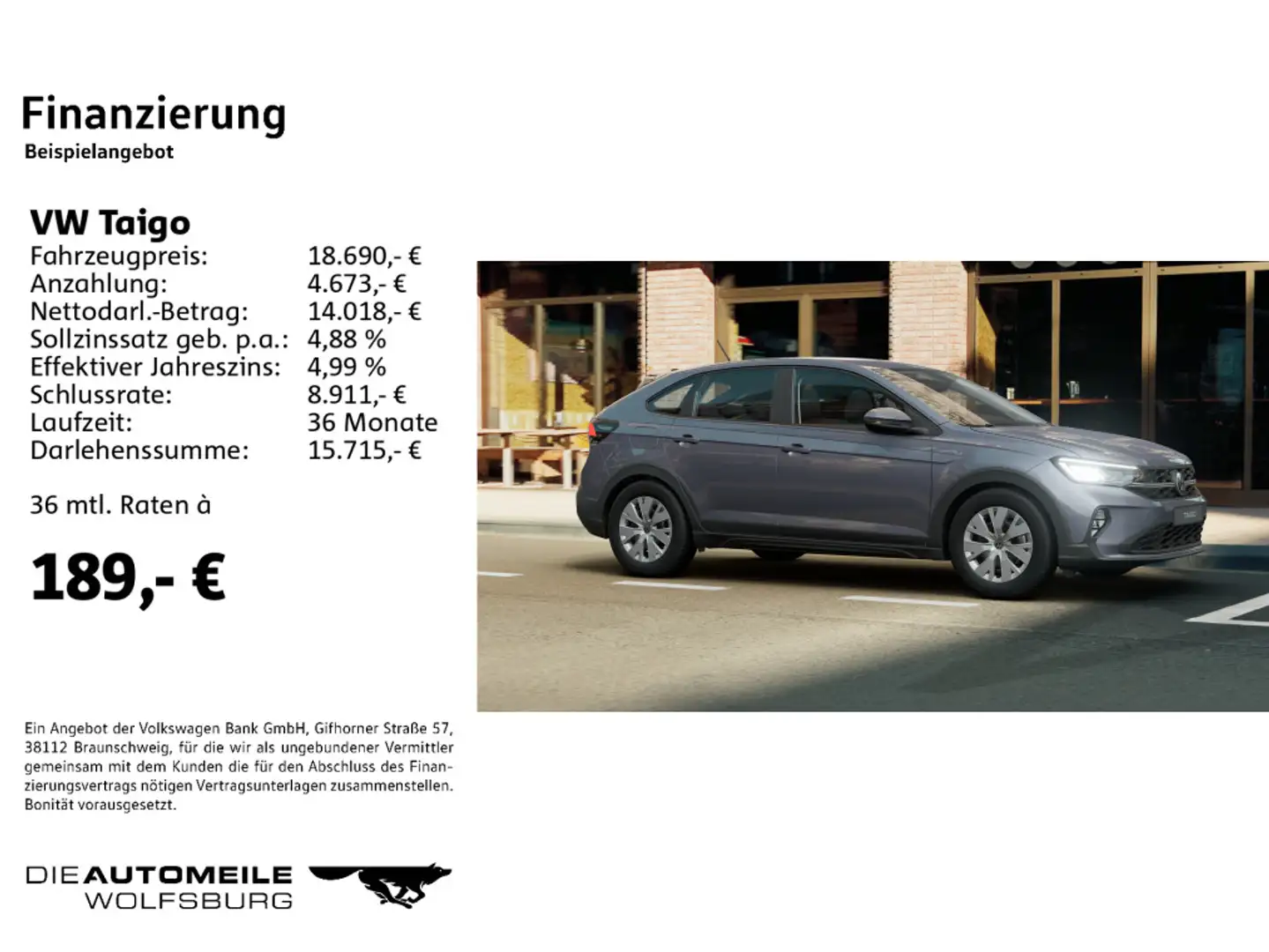 Volkswagen Taigo 1.0 TSI Basis LED/Sitzhzg./Einparkhi. Grau - 2