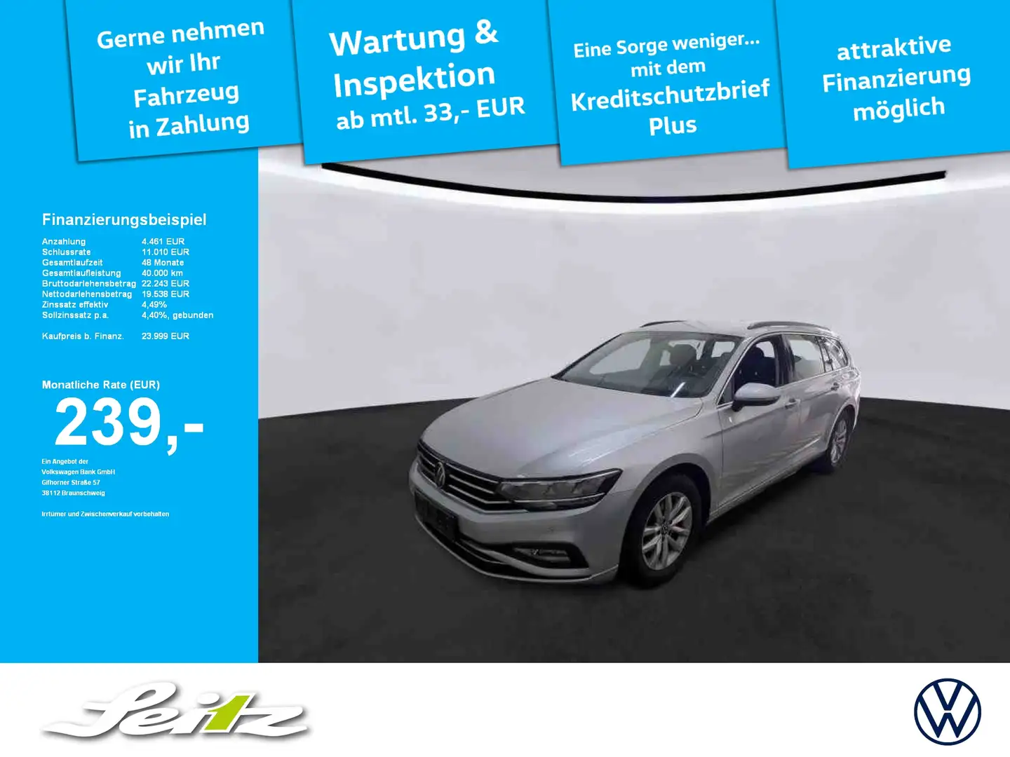 Volkswagen Passat Variant 2.0 TDI Business *AHK*LED*KAMERA*NAVI* Silber - 1