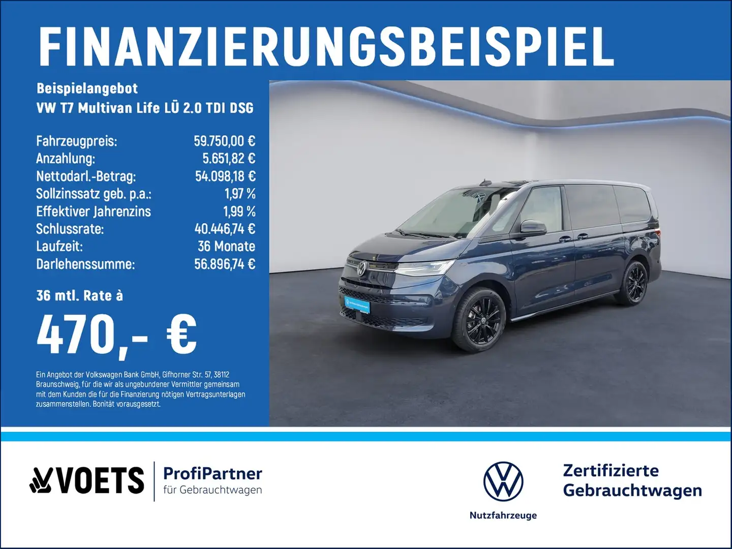 Volkswagen T7 Multivan Life LÜ 2.0 TDI DSG MATRIX-LED+PANO+SHZ Blau - 2
