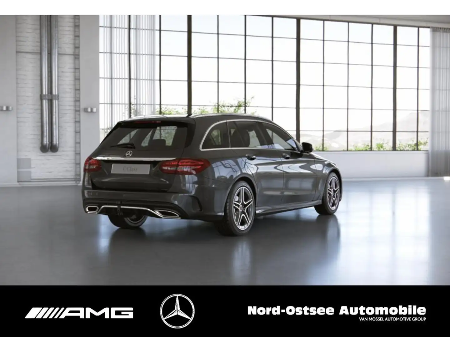 Mercedes-Benz C 220 d T 4M AMG AHK PANO SPUR TOTWINKEL LED Gris - 2