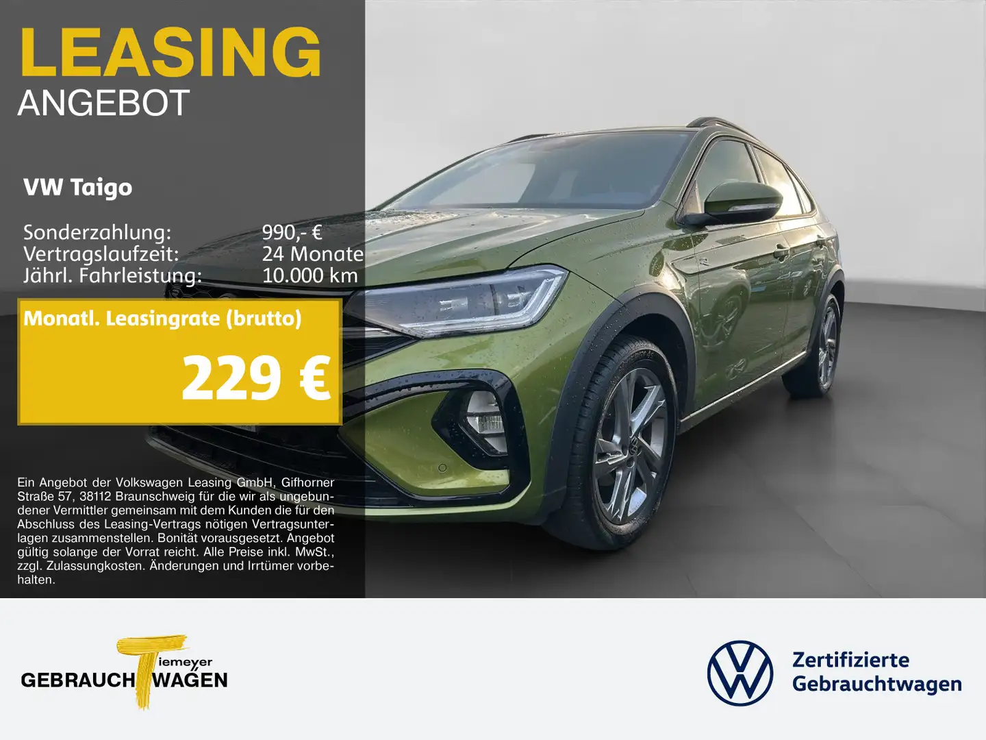 Volkswagen Taigo 1.5 TSI DSG R-LINE LM17 NAVI AHK KAMERA Grün - 1