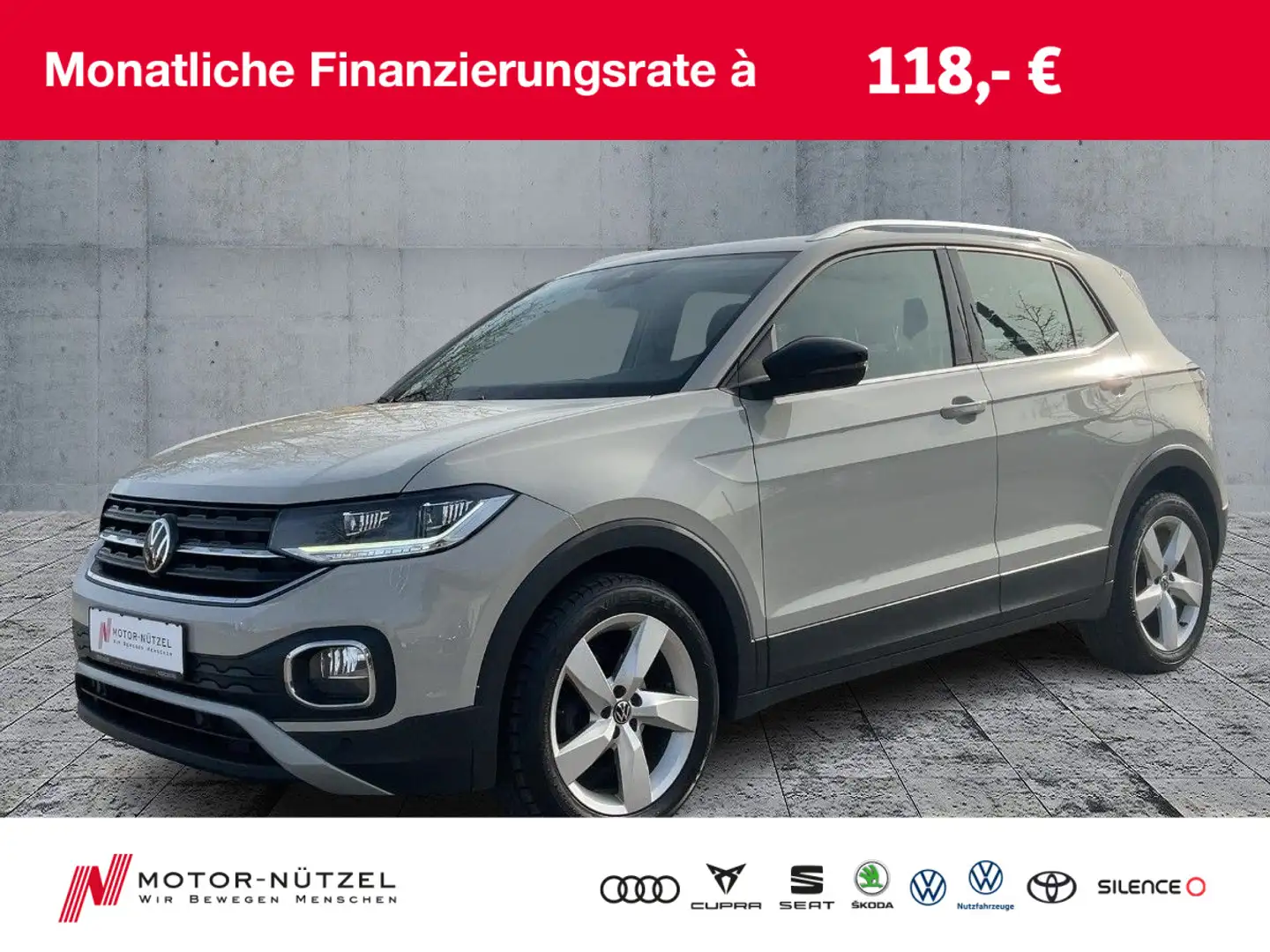 Volkswagen T-Cross 1.0TSI STYLE LED+AHK+SHZ+PDC+DAB+NSW+MFL Gris - 1