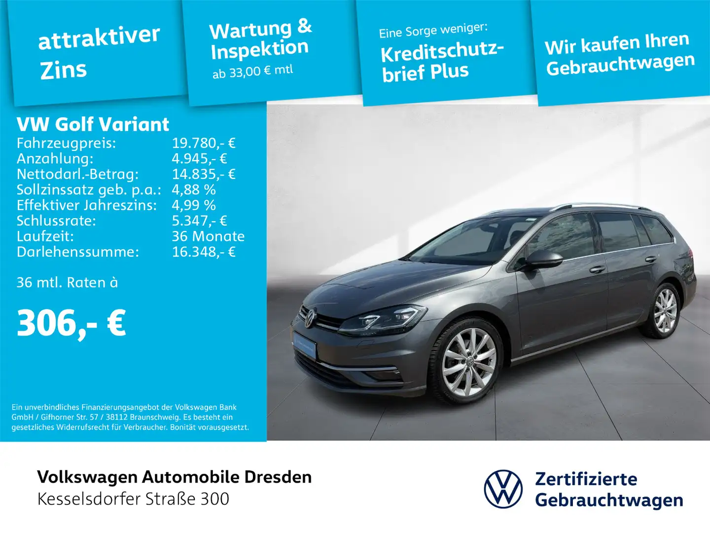 Volkswagen Golf Variant Highline Navi Standhzg. Sitzhzg. LE Grau - 1