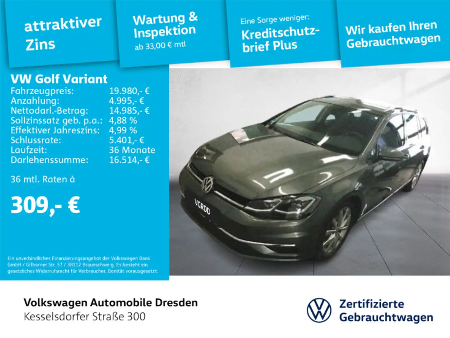 Volkswagen Golf Variant Highline Grau - 1