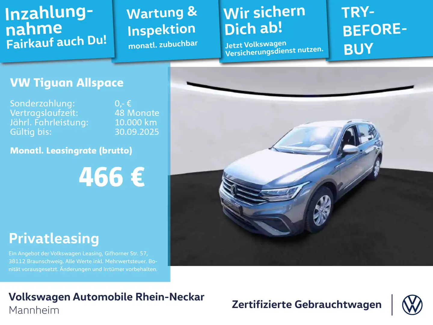 Volkswagen Tiguan Allspace 2.0 TDI Life 4Motion DSG AHK Nav Grau - 1