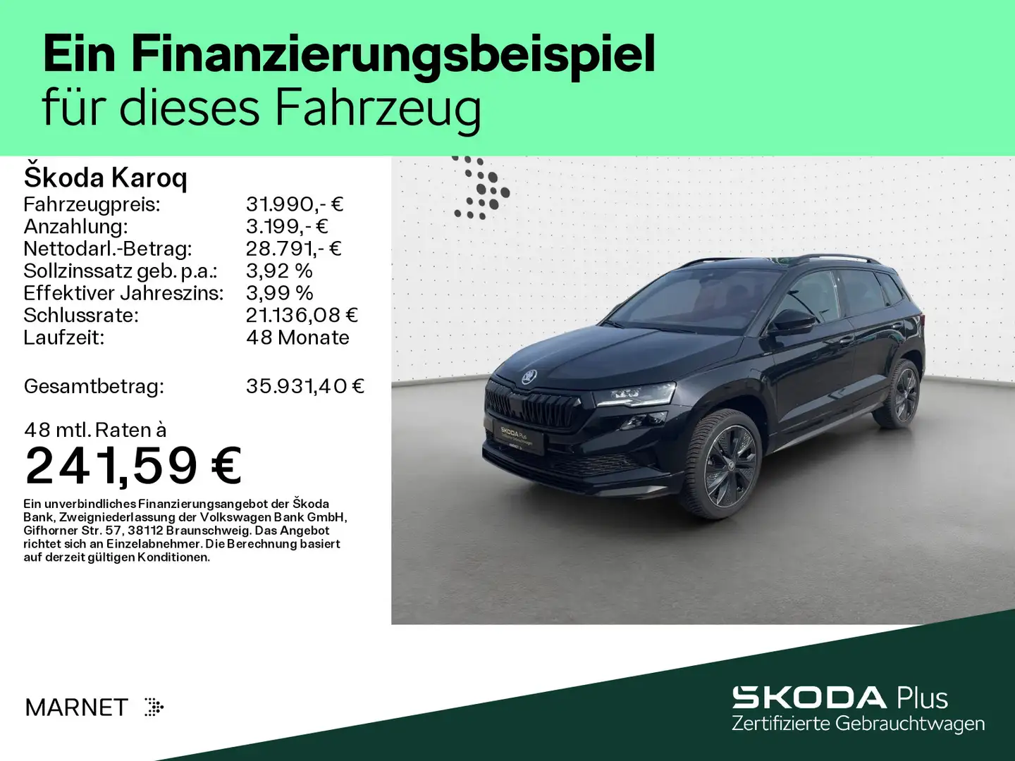 Skoda Karoq 1.5 TSI DSG SPORTLINE*MATRIX*PANO*NAVI*KAM Schwarz - 2