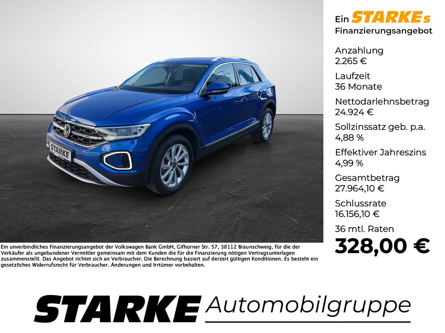 Volkswagen T-Roc 1.5 TSI DSG Style Blau - 1