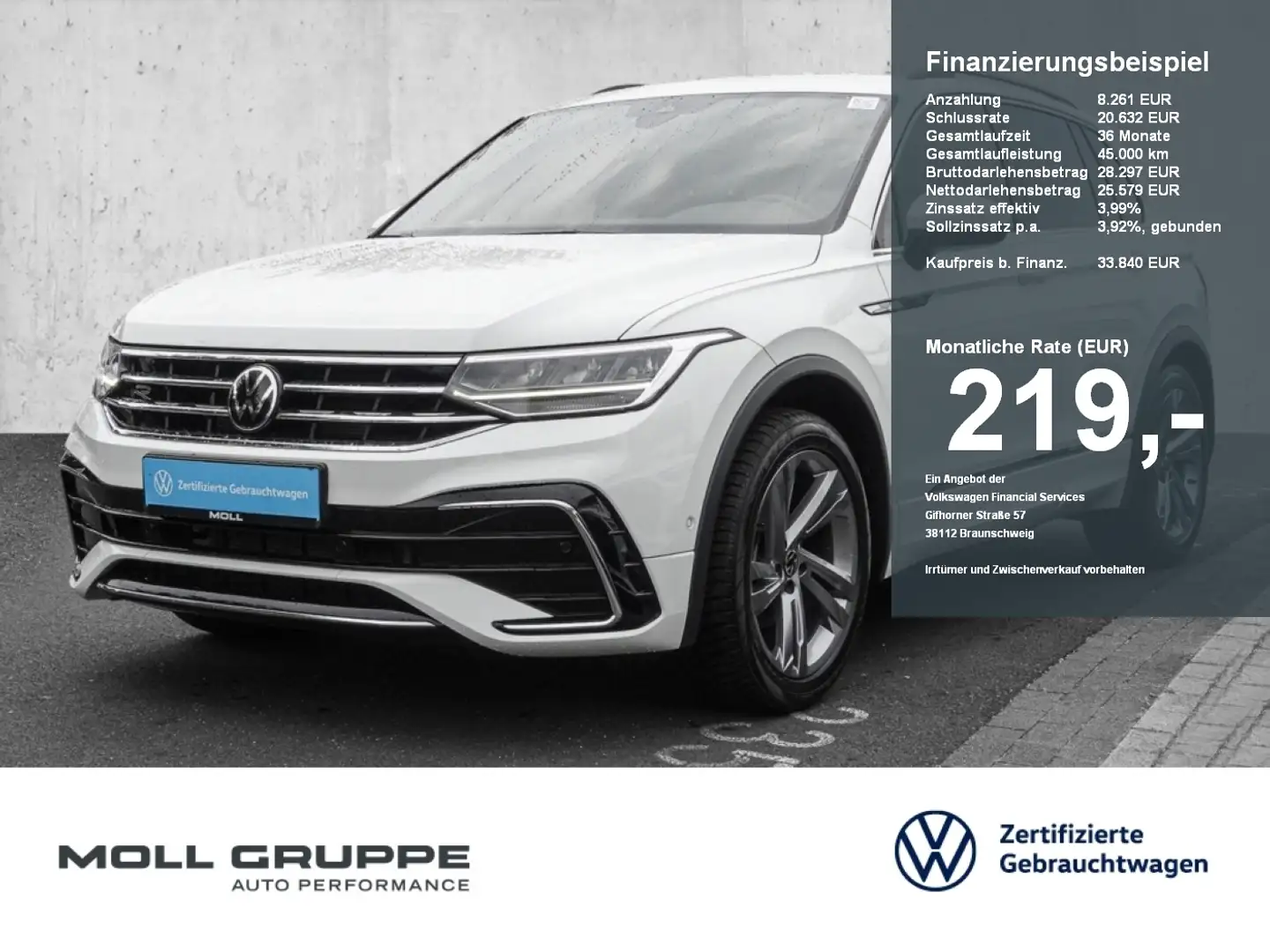 Volkswagen Tiguan 2.0 TDI DSG R-Line NAVI ACC PARKASS KAM Weiß - 1