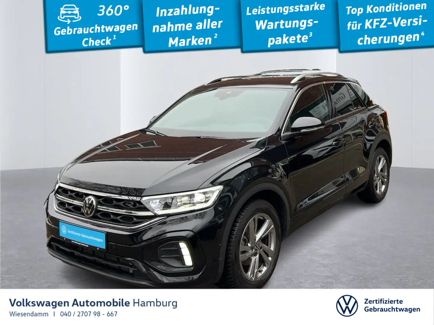 Volkswagen T-Roc 1.5 TSI R-Line DSG LED AHK Kamera Sitzhzg Schwarz - 1