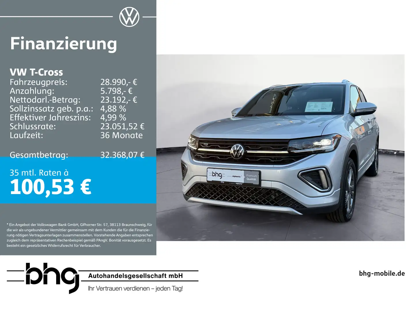 Volkswagen T-Cross 1.5 TSI DSG R-Line AHK, IQ-Drive, Rückfa Silber - 1