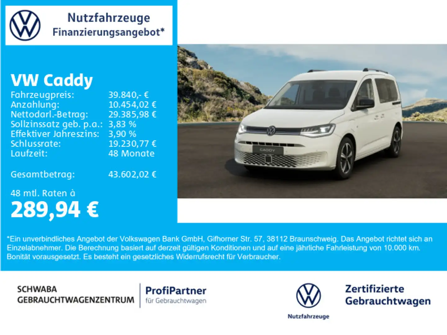 Volkswagen Caddy GOAL 1,5 eHybrid DSG Weiß - 1