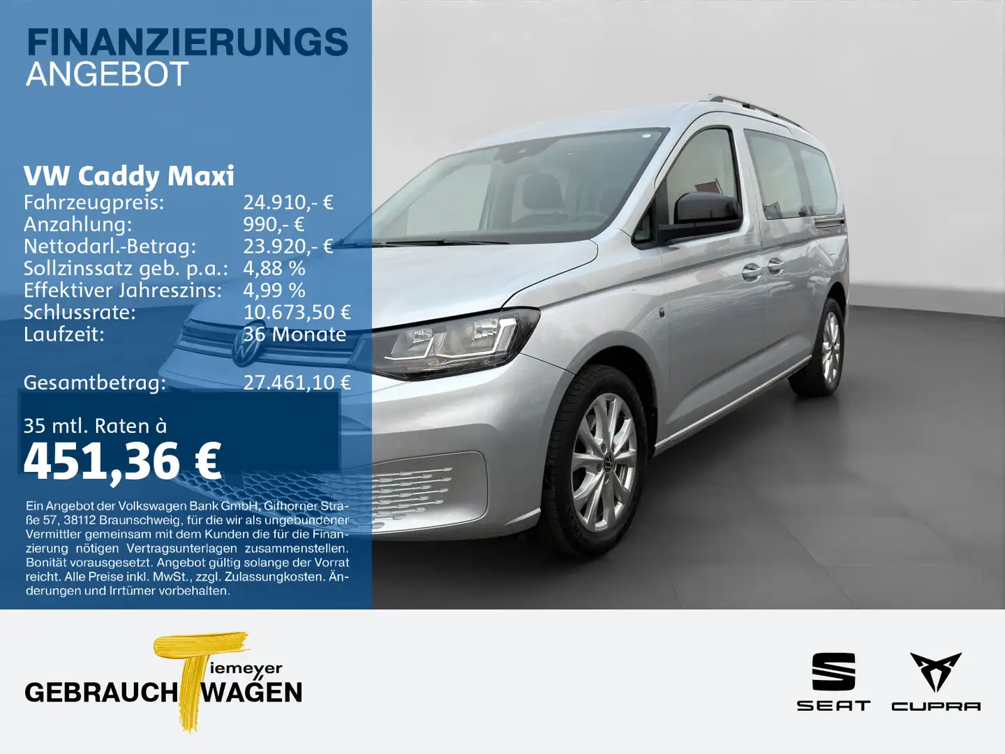 Volkswagen Caddy 2.0 TDI LIFE 7-SITZER AHK NAVI Silber - 1