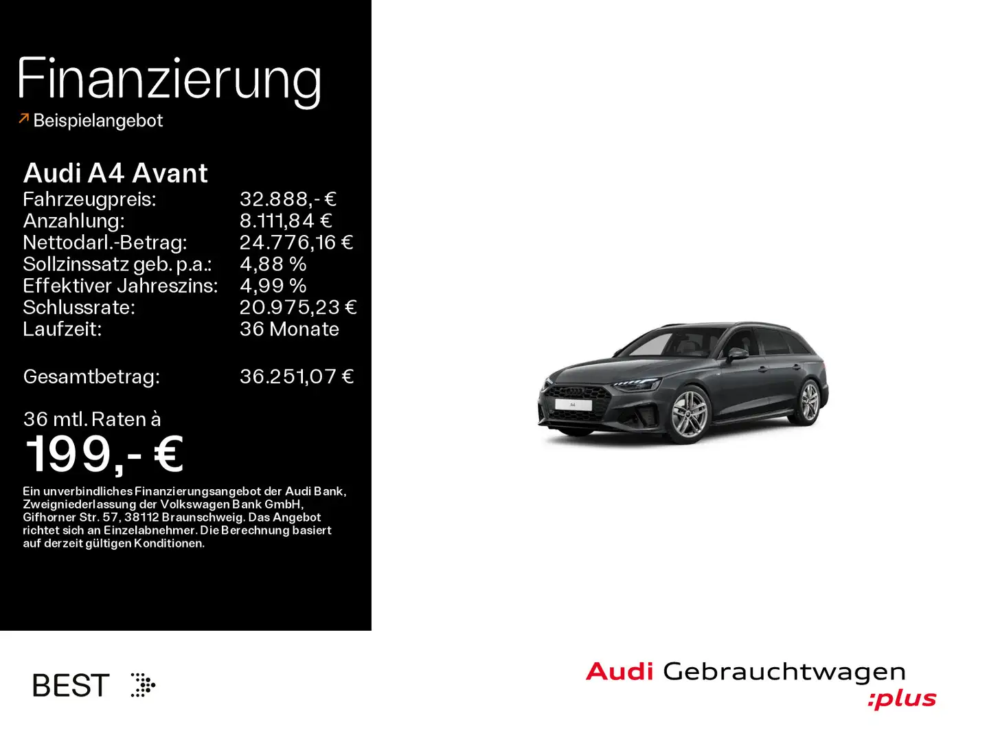 Audi A4 40 TFSI S line black Tour*LED*Navi* Grau - 1