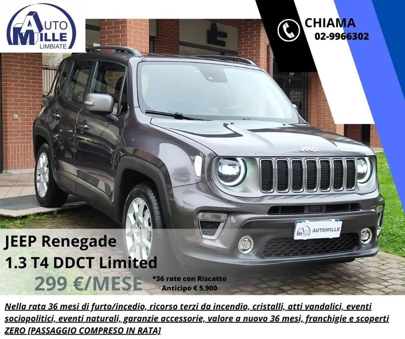 Jeep Renegade 1.3 T4 DDCT Limited Grigio - 1