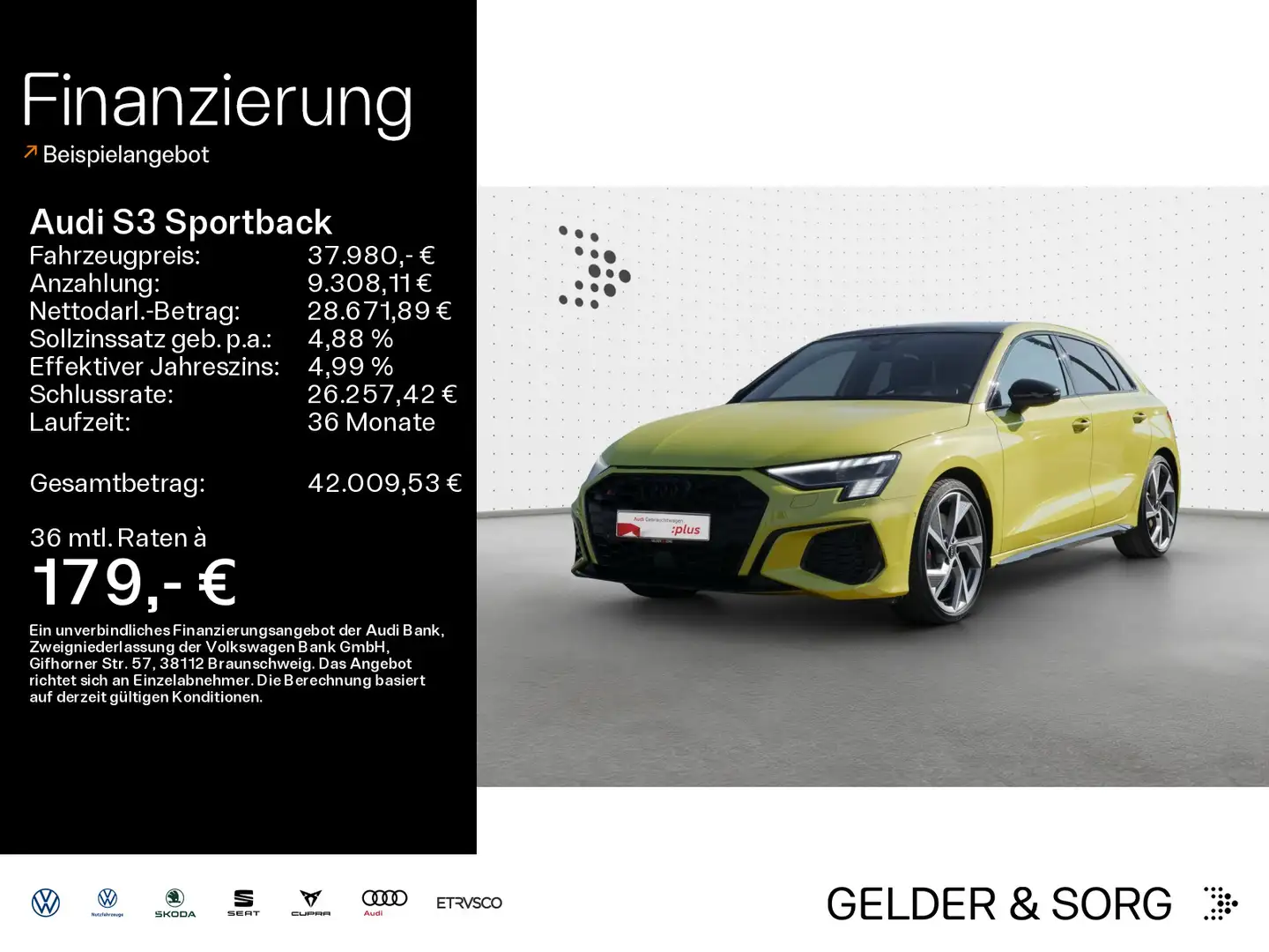 Audi S3 50 TFSI quattro Pano*HuD*Matrix* Jaune - 1