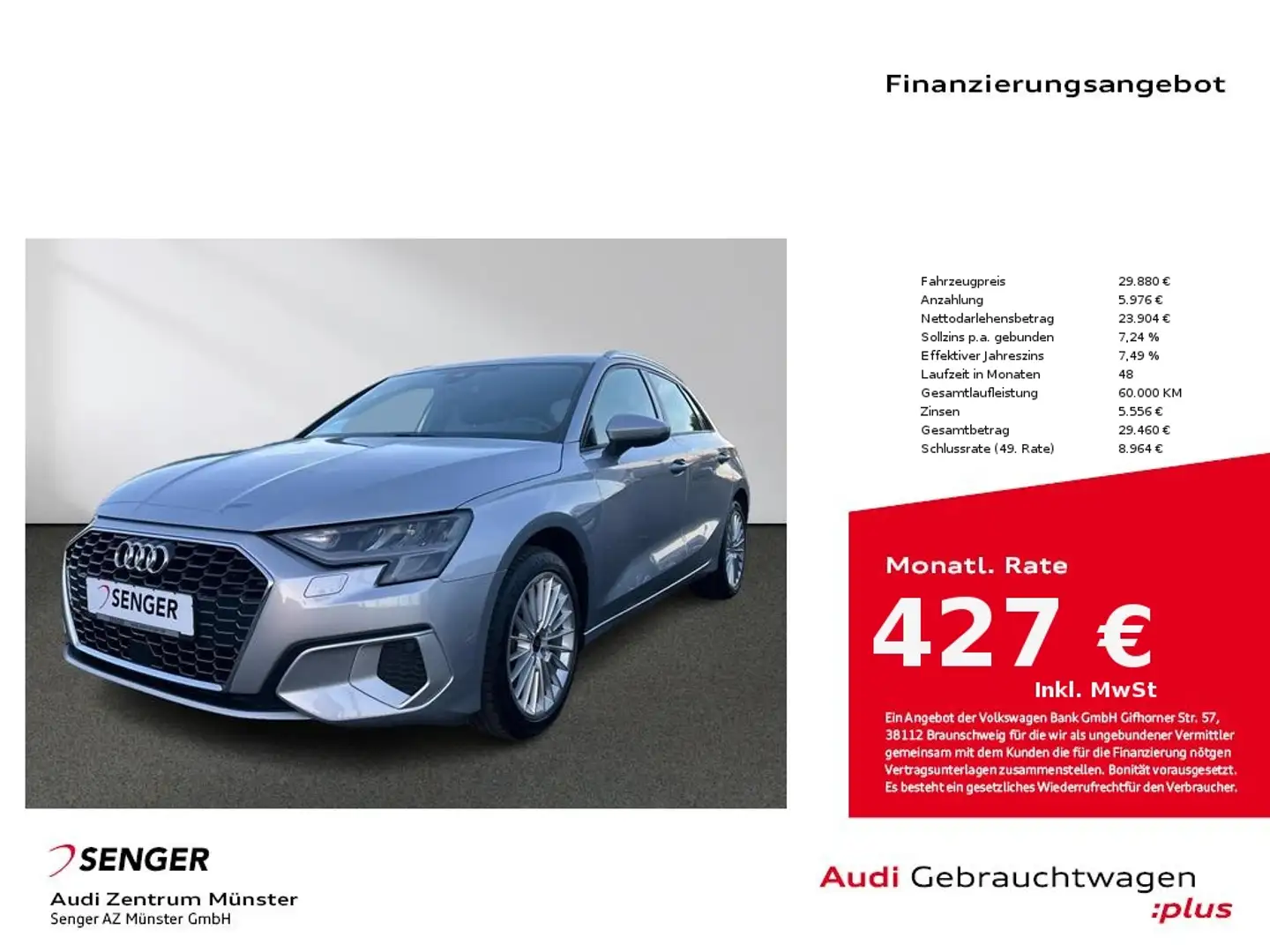 Audi A3 Advanced 35 TFSI S tronic MMI LED Silber - 1