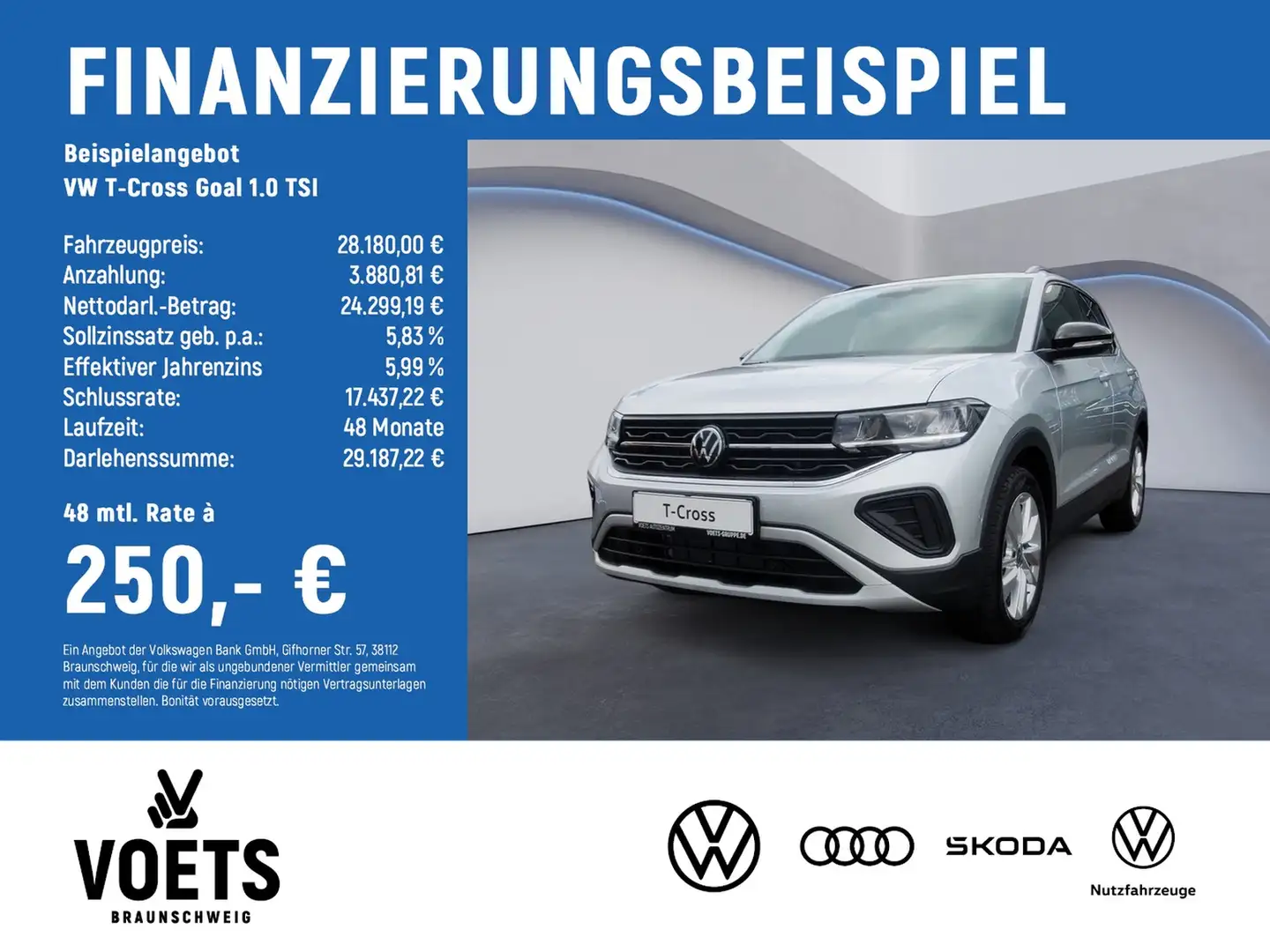 Volkswagen T-Cross Goal 1.0 TSI TravelAssist+FrontAssist Silber - 2