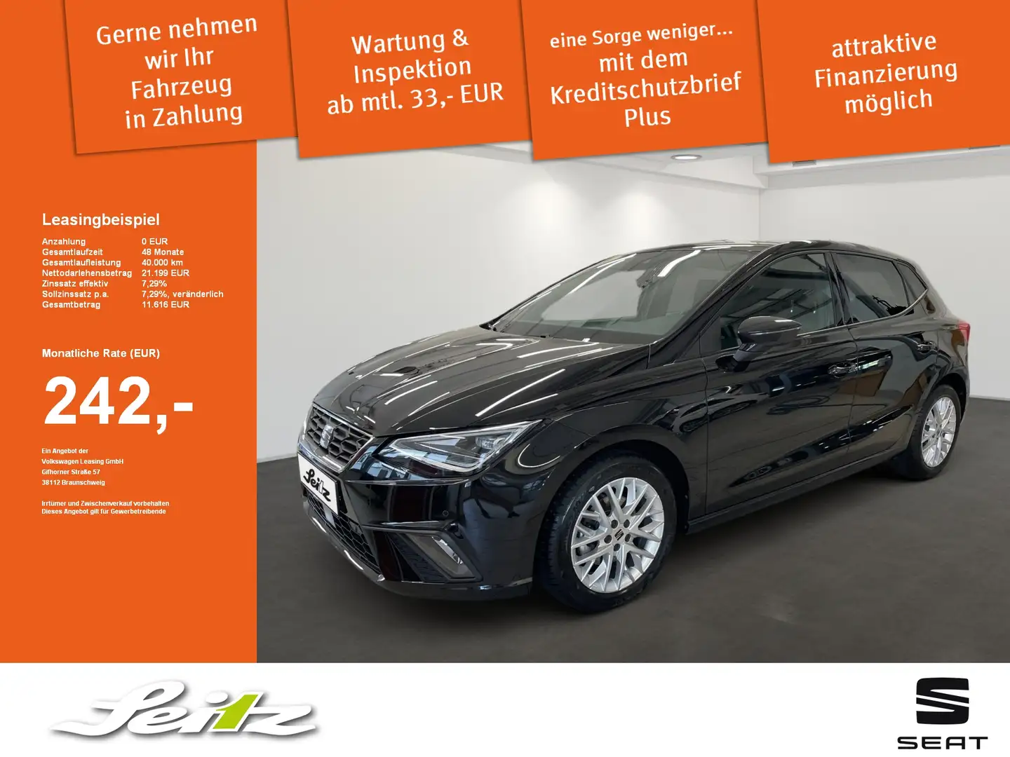SEAT Ibiza 1.0 TSI FR *KAMERA*NAVI*SITZH* Schwarz - 1
