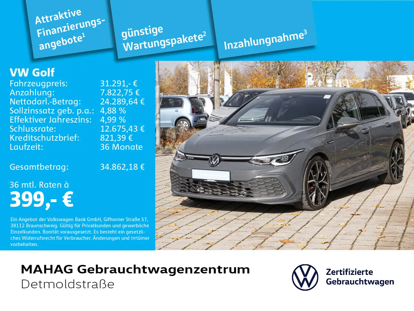 Volkswagen Golf VIII GTD 2.0 TDI IQ.Light Navi Pano ParkPil Grau - 1