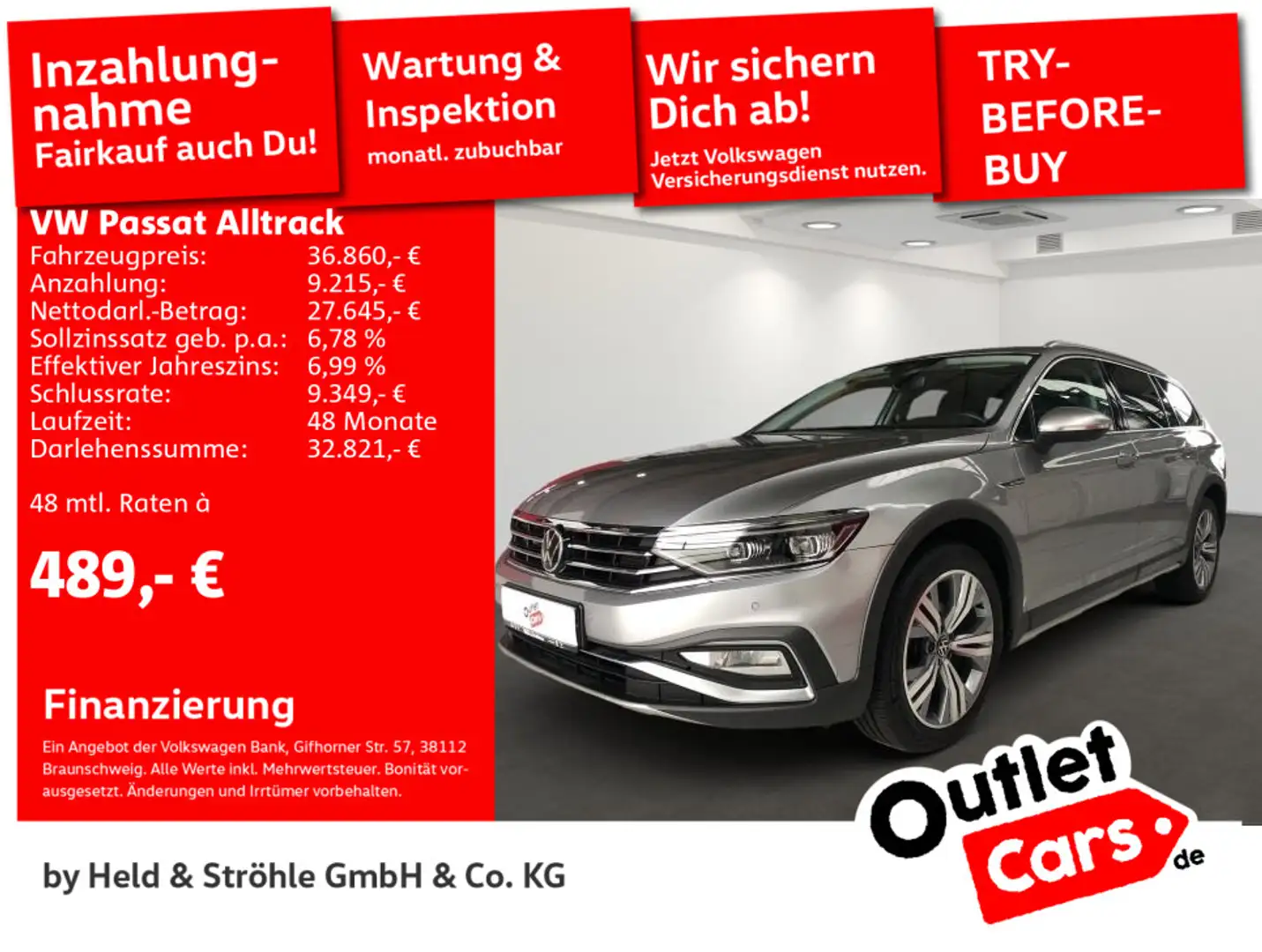 Volkswagen Passat Alltrack 4Mo AHK+LEDER+MATRIX+PANO+STHZG Silber - 1