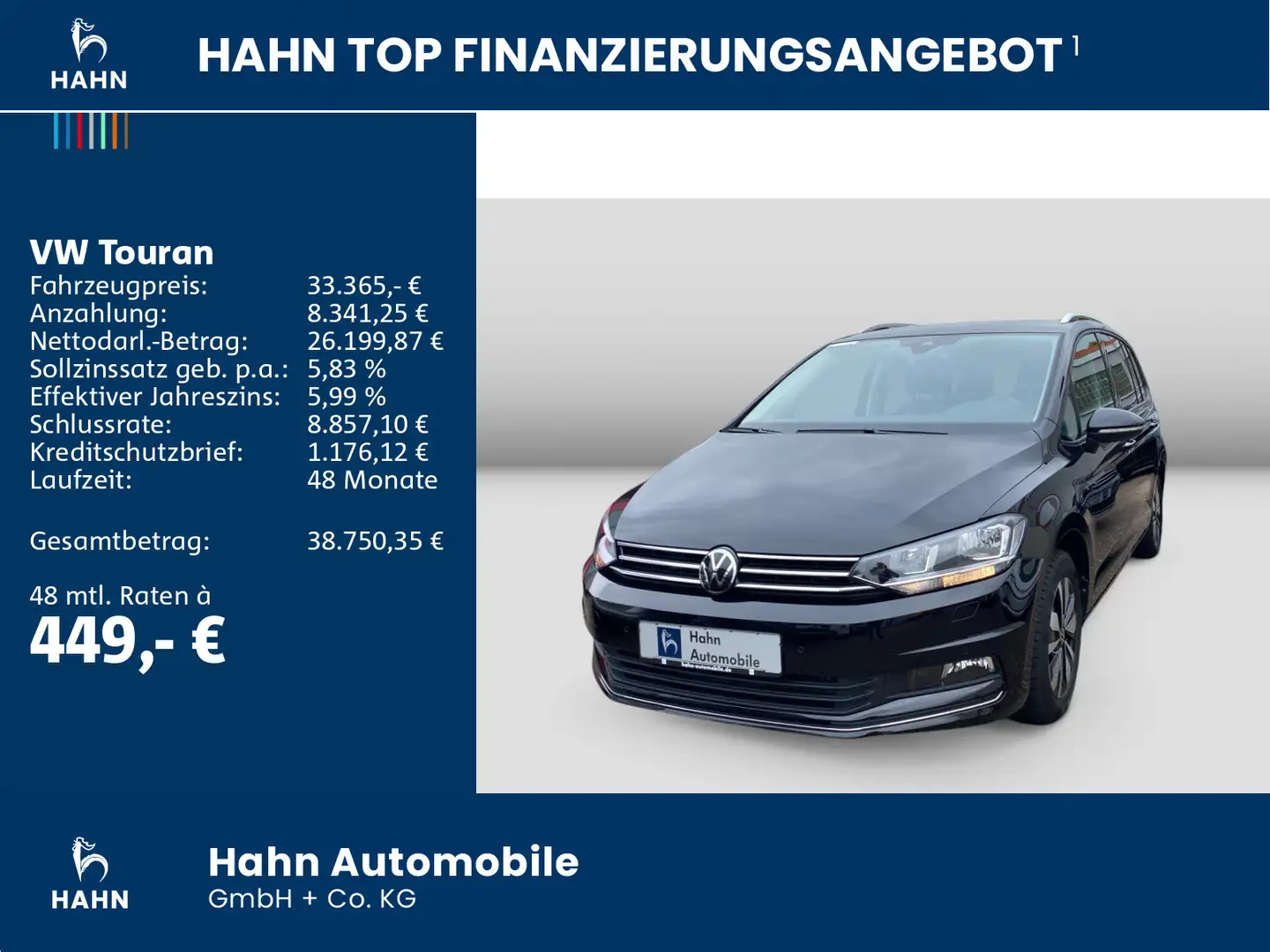 Volkswagen Touran 1.5TSI DSG Move 7-Sitze ACC AHK Cam Navi Schwarz - 2