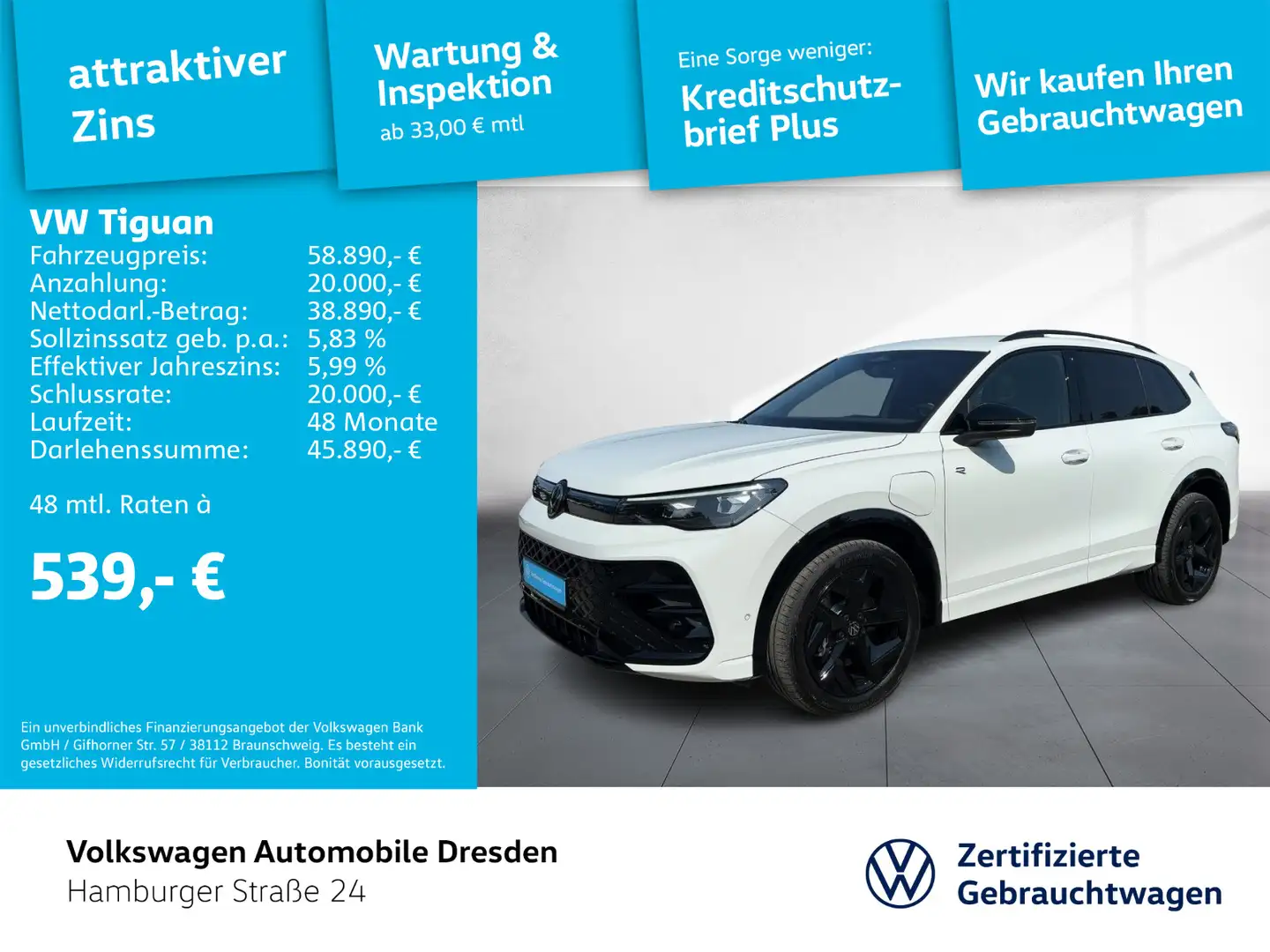 Volkswagen Tiguan R-Line 1.5 TSI eHybrid DSG IQ AHZV KAMERA Wit - 1