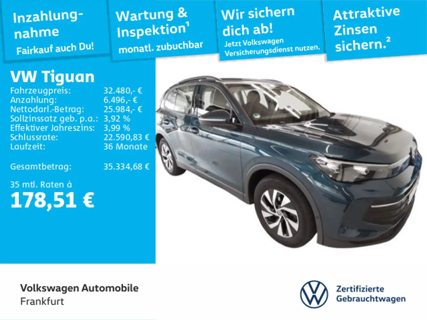 Volkswagen Tiguan 1.5 eTSI DSG Life Navi IQ.Light DAB+ Fron Blau - 1