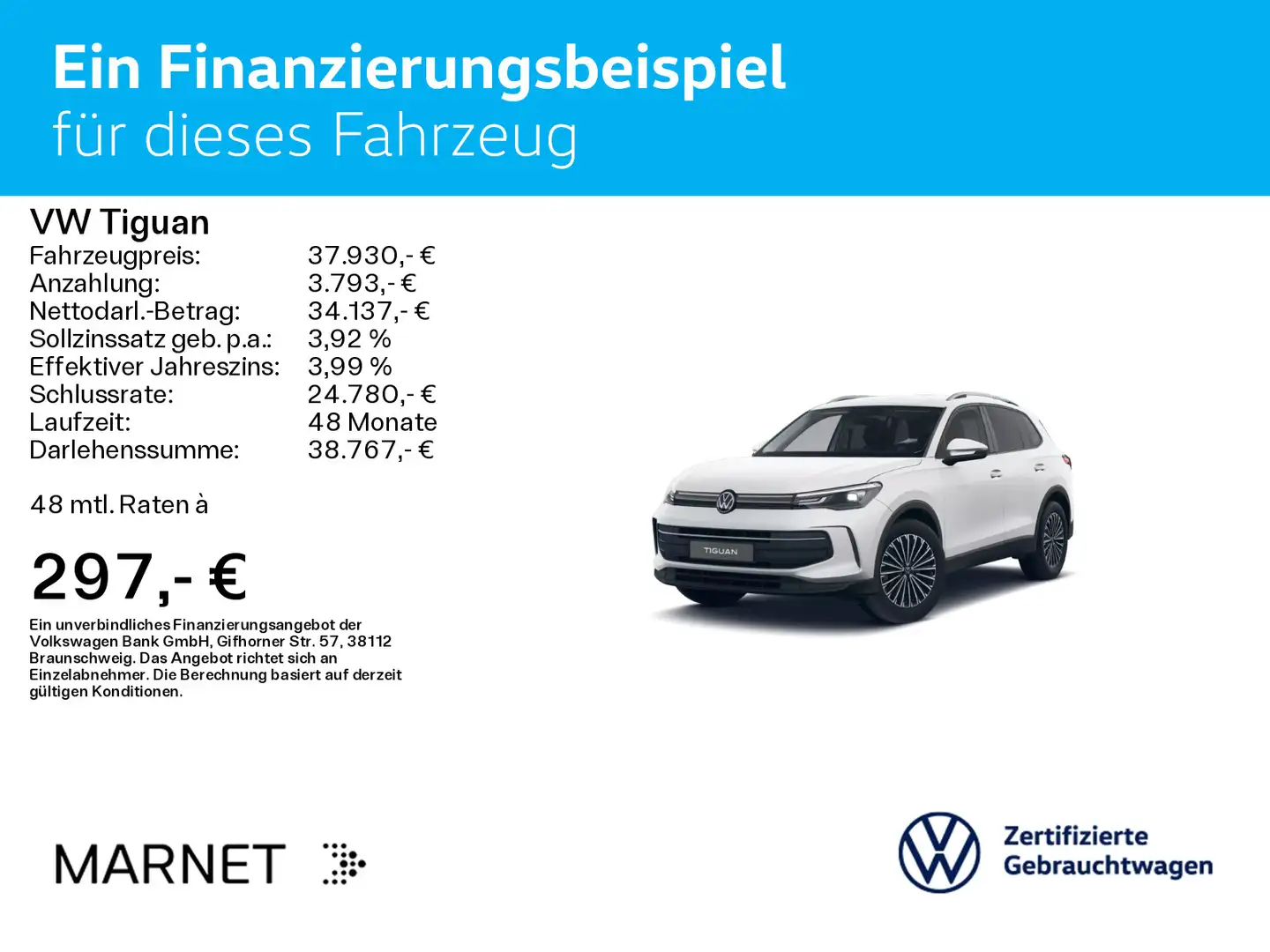 Volkswagen Tiguan 2.0 TDI Life*NAVI*AHK*KAMERA+ASG* Weiß - 2