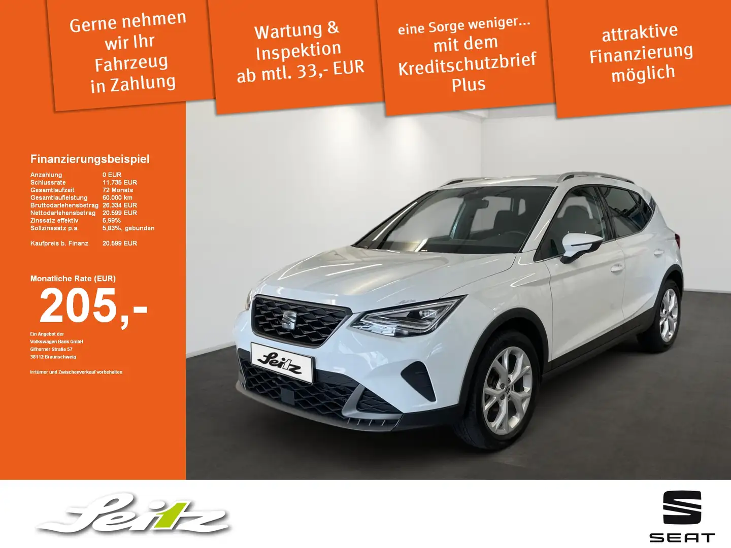 SEAT Arona 1.0 TSI FR *LED*NAVI*PARKSENSOR*SITZH* Weiß - 1