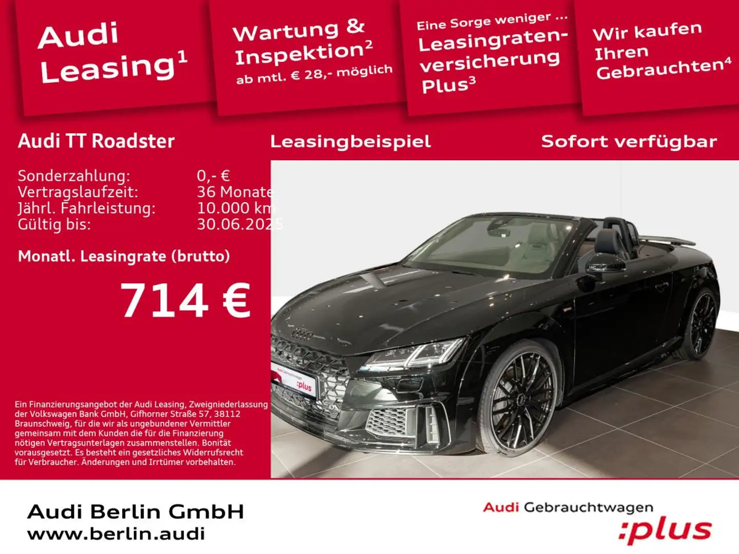 Audi TT Roadster 45 TFSI qu. S tr. RFK MATRIX PDC B&O Schwarz - 1