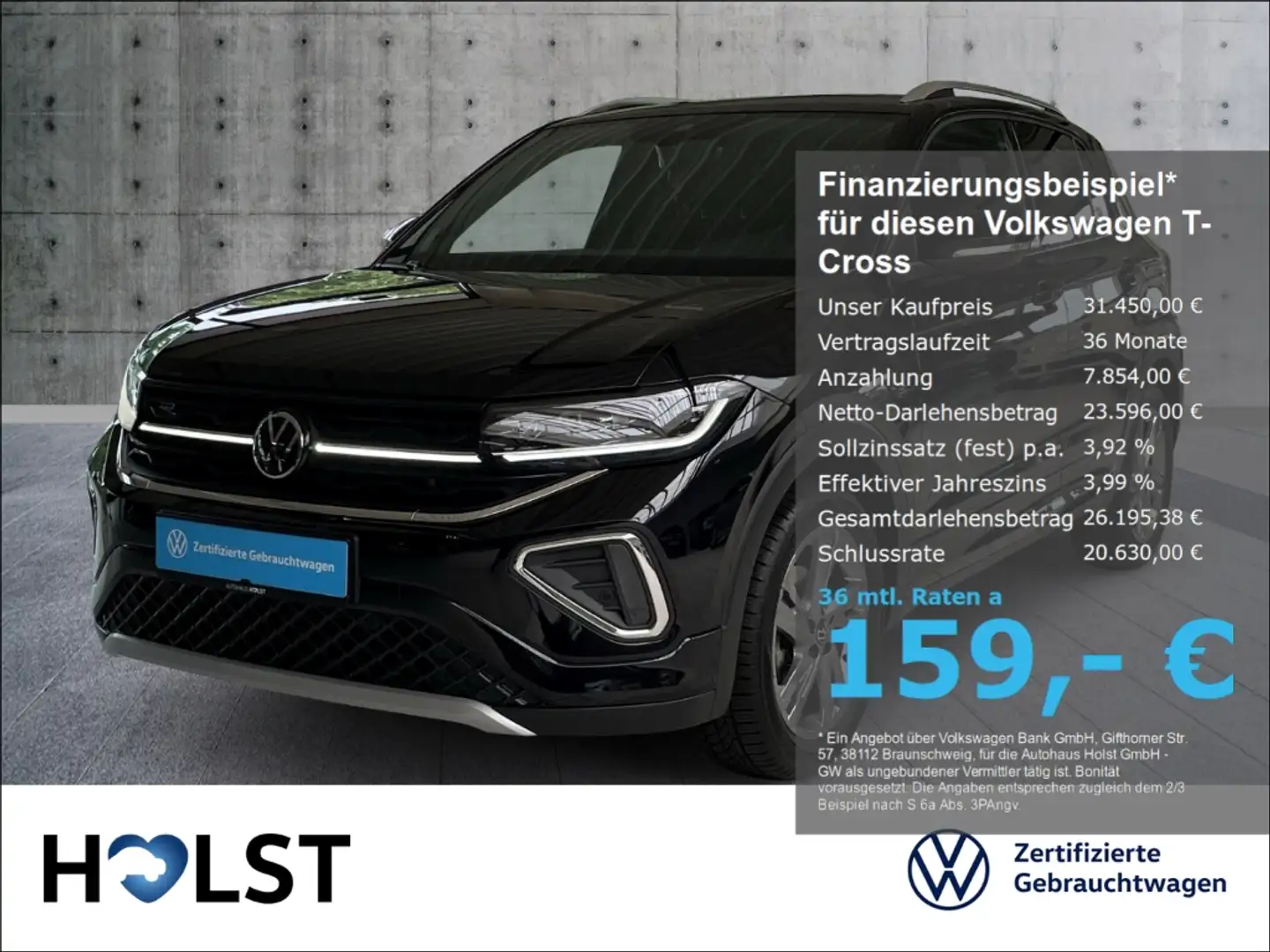 Volkswagen T-Cross 1.5TSI DSG R-Line GJR ACC AHK RüFaKa LaneAssist Schwarz - 1