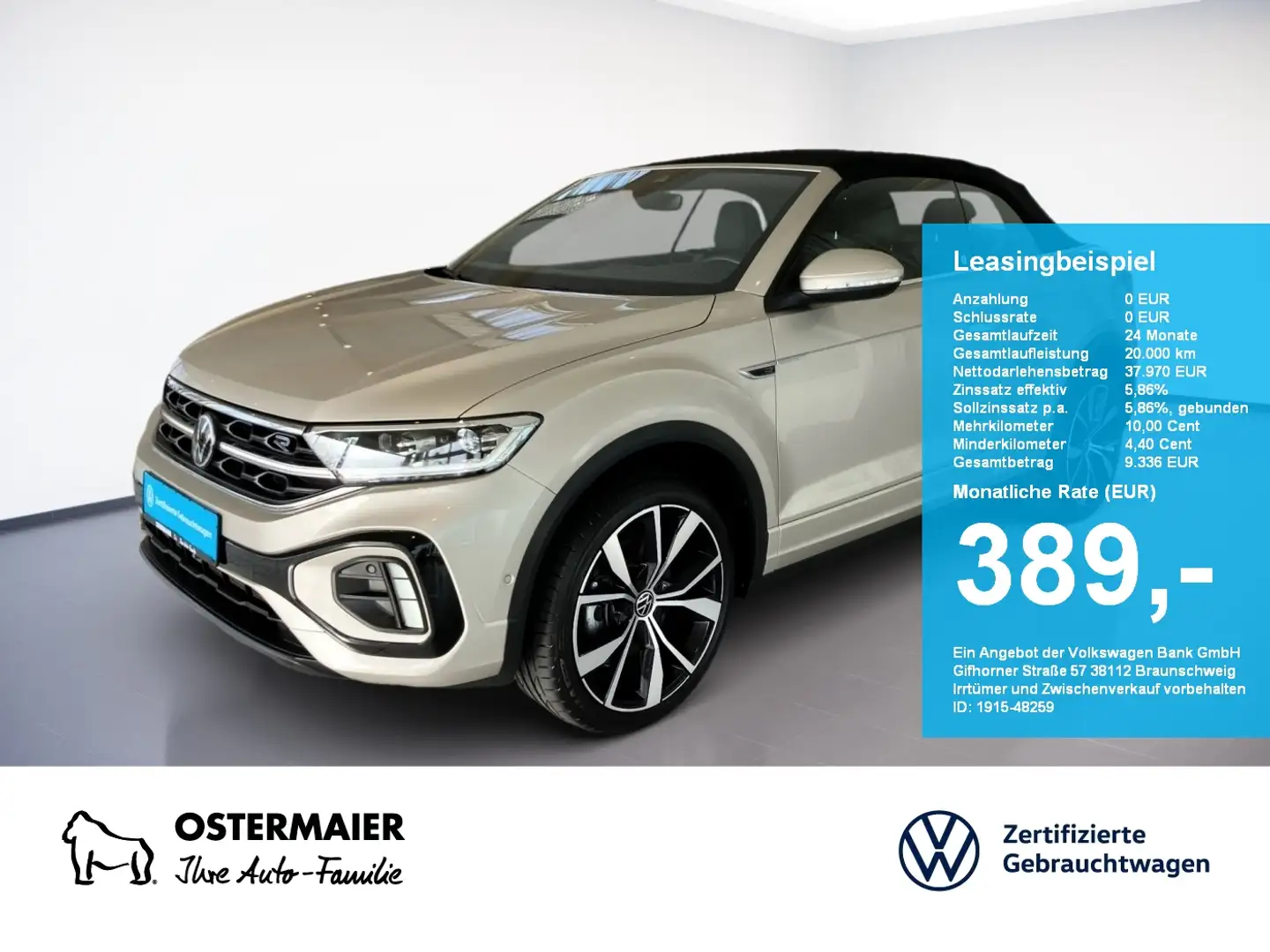 Volkswagen T-Roc Cabriolet R-LINE 1.5TSI 150PS DSG ACC.5J-G.AHK.STH Weiß - 1