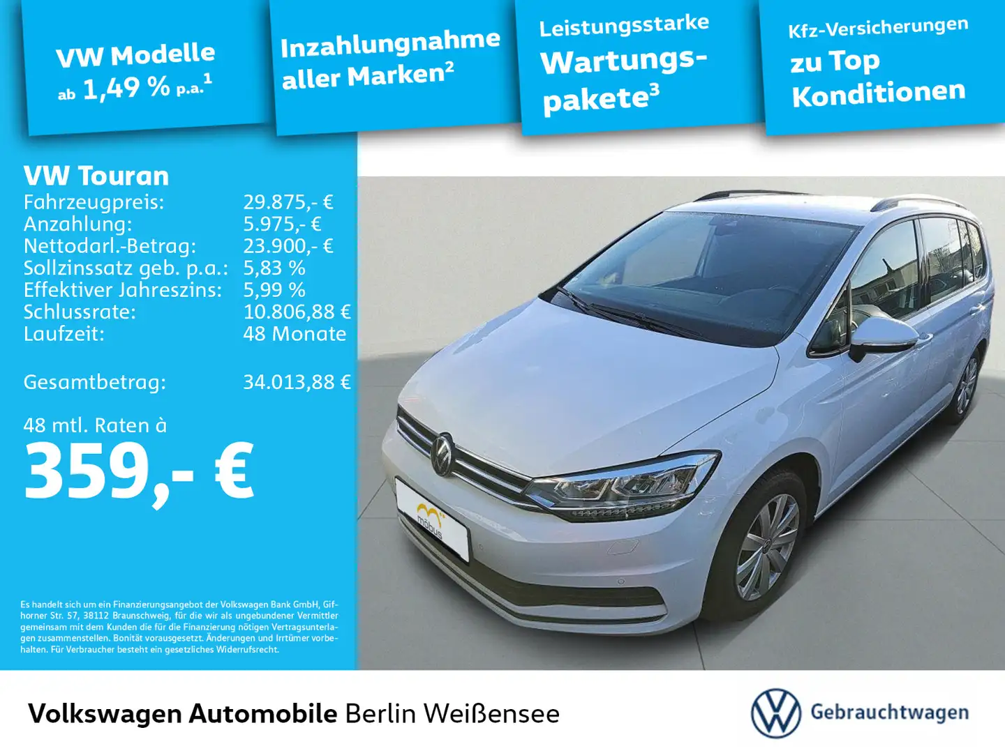 Volkswagen Touran Comfortline Weiß - 1