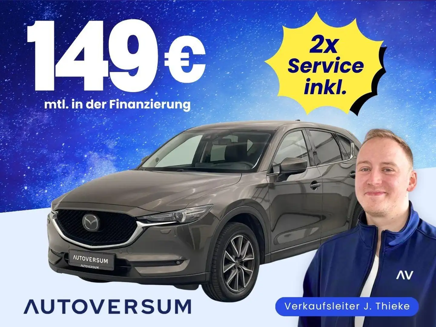 Mazda CX-5 T Sports-Line AWD SHZ*ACC*KAM*HuD*LANE*LED Gris - 1