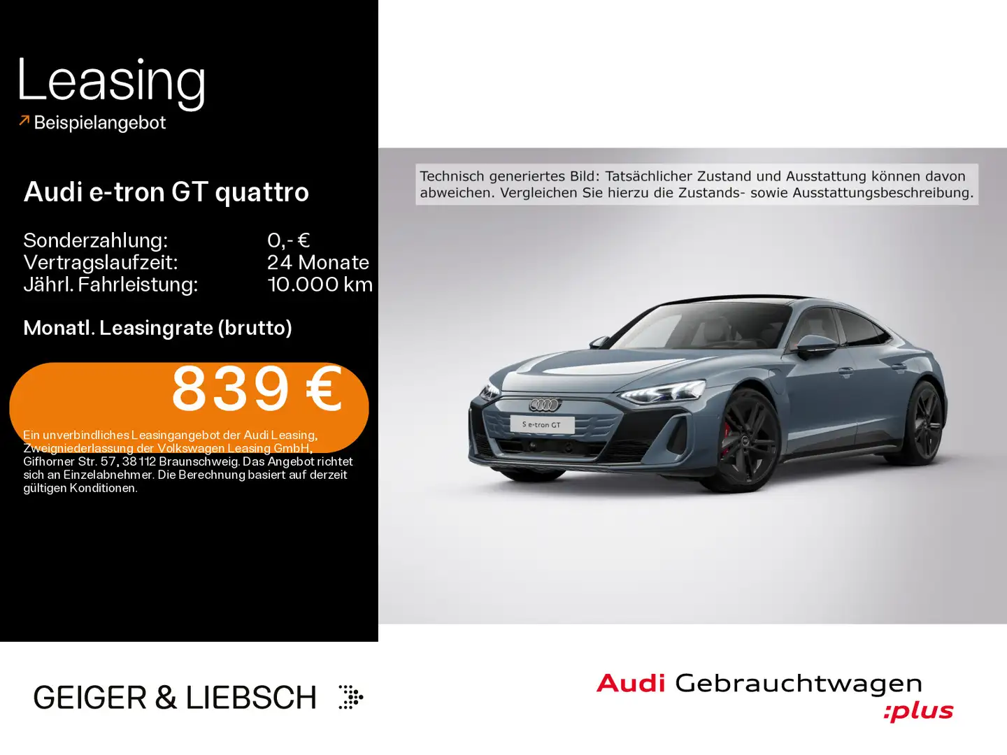 Audi e-tron GT e-tron GT S quattro*PANO*LASER*B&O*21ZOLL*HUD*NA Grau - 1