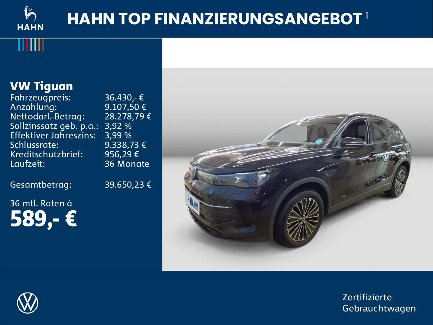 Volkswagen Tiguan 1.5 eTSI Goal DSG AHK Cam LED Navi 360° Schwarz - 2