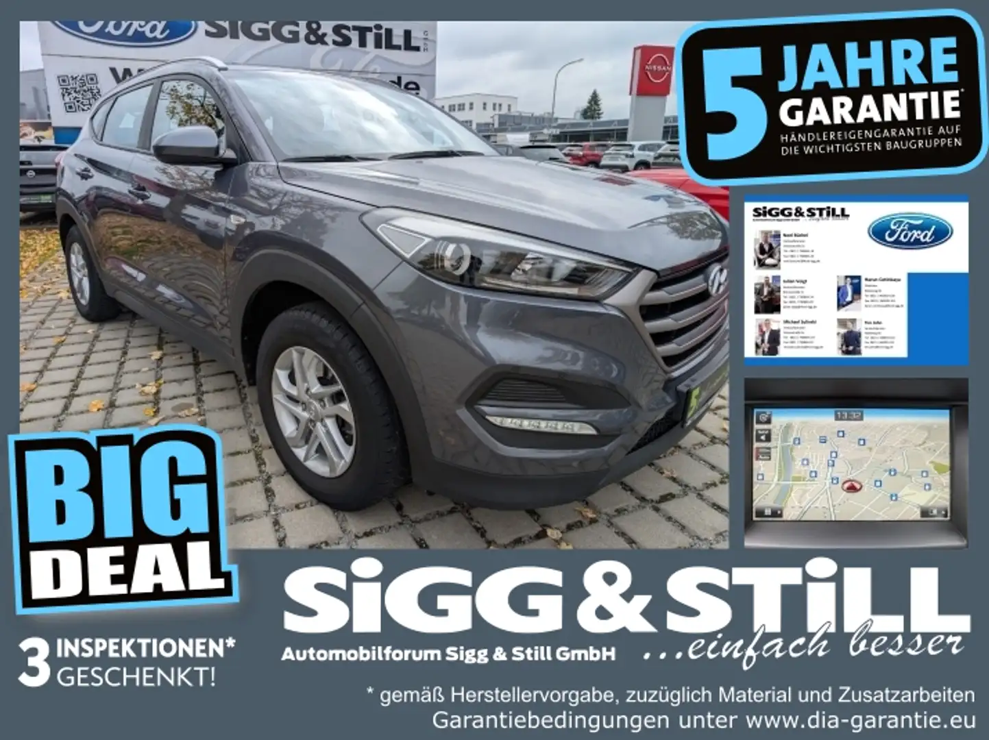 Hyundai TUCSON 1.6 blue Classic AHK*NAVI*KLIMA*SHZ*PDC*CAM Grijs - 1