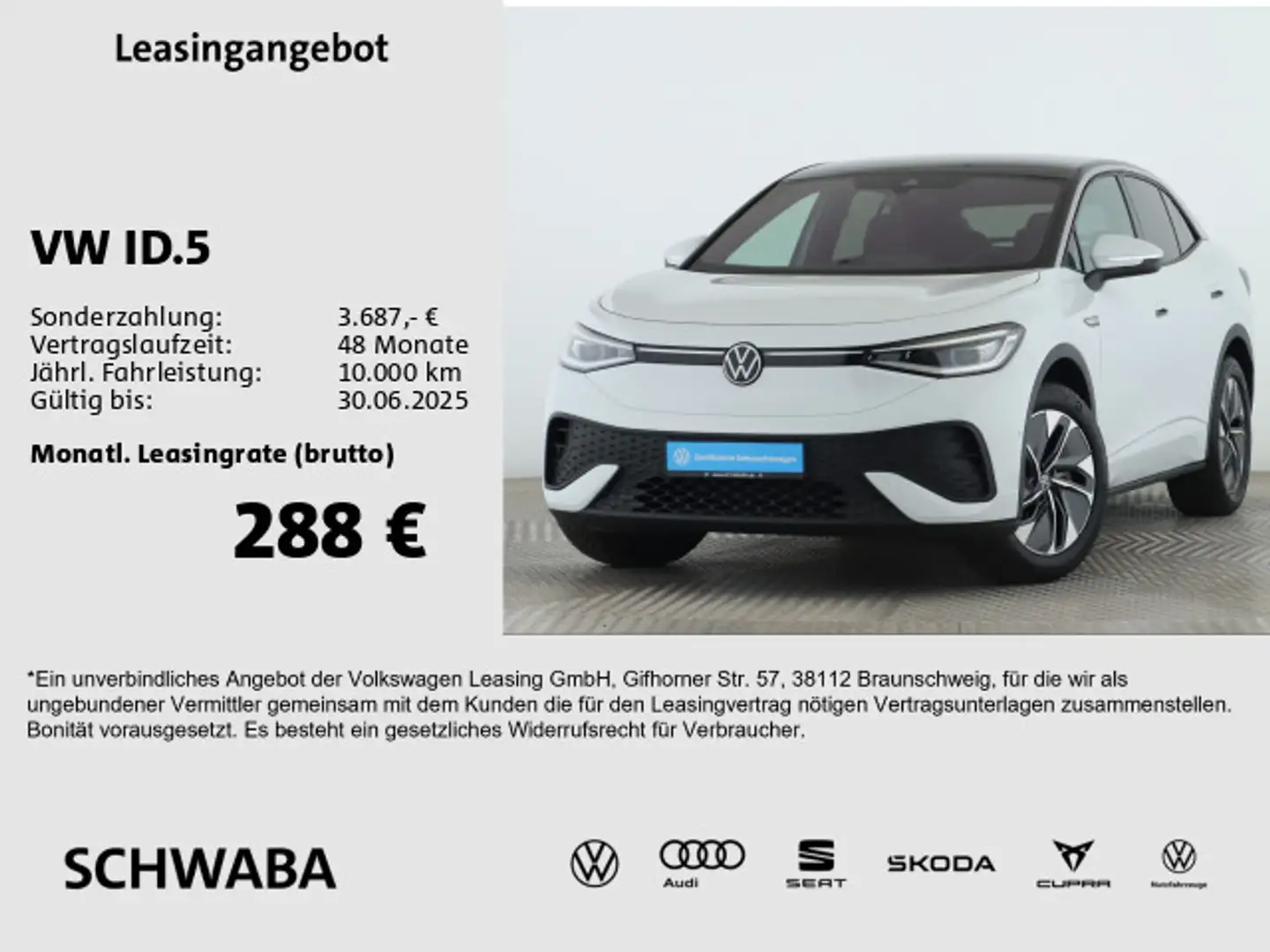 Volkswagen ID.5 Pro Performance 82 kW/h IQ.LIGHT*AHK*8-fach Weiß - 1