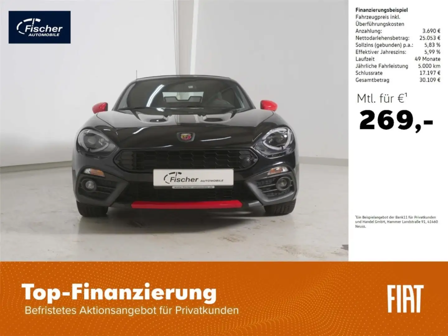 Abarth 124 Spider 1.4 T-Jet 16V Zwart - 1