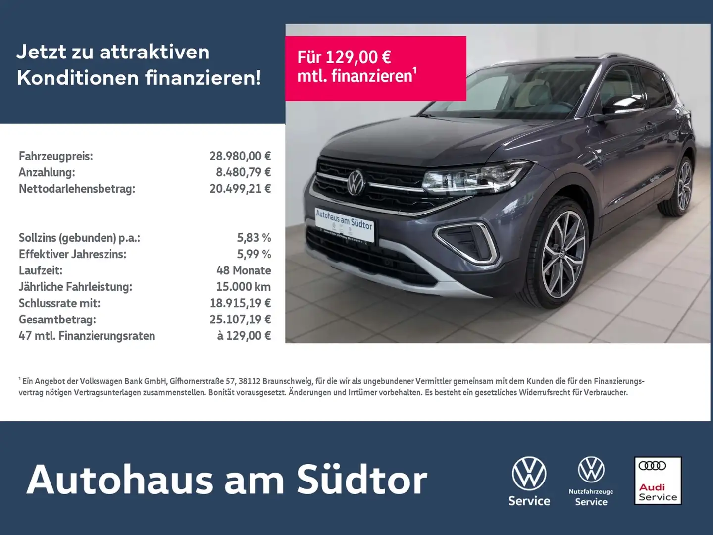 Volkswagen T-Cross Style 1.0 TSI | LED AHK RFK ACC Navi Grau - 1