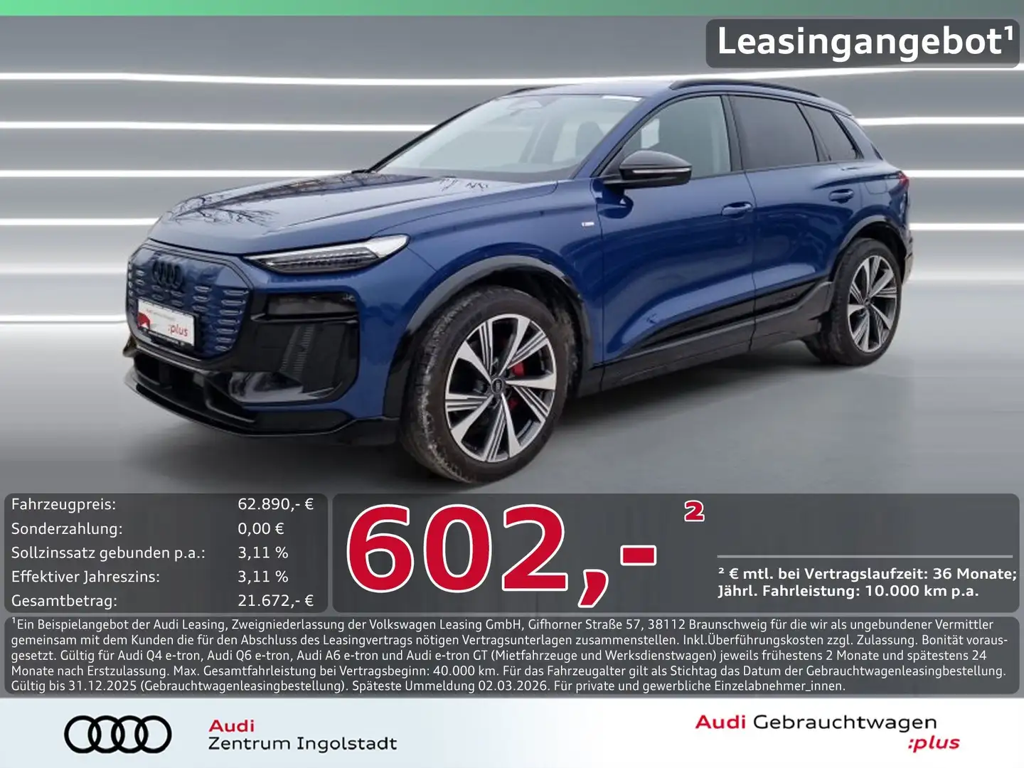 Audi Q6 e-tron S line Tech-pro MATRIX B&O Luft 21" Blau - 1