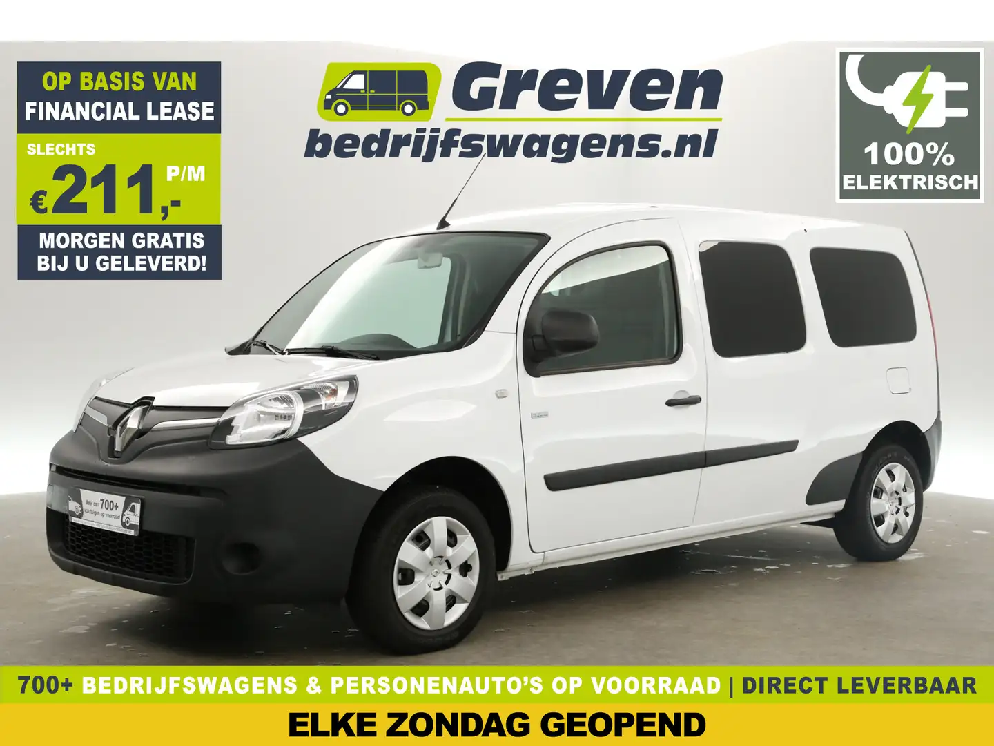 Renault Kangoo Z.E. L2H1 Huur-Accu Marge | EMISSIEVRIJE ZONE | Elektri Alb - 1